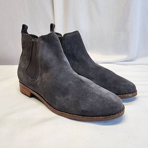 Toms Ella Womens Casual Slip On Chelsea Ankle Bootie Grey Suede Low Heels Size 7 - Picture 13 of 13